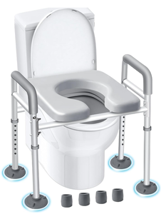 lot 316 image: Toilet Seat Risers for Seniors Elongated, Raised Toilet Seat with Handles