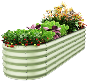 lot 406 image: Oval 8x2x1.5 FT Galvanized Raised Garden Bed Kit