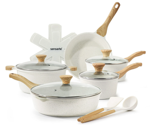 lot 431 image: 17PCS Sensarte Ceramic Nonstick Pots and Pans Set