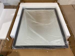 lot 114 image: Black Metal Frame Square Mirror