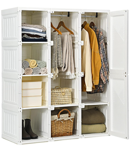 lot 32 image: Tangkula Portable Closet Wardrobe, Foldable Clothes Organizer with Cubby Storage