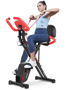 lot 71 image: Pooboo Folding Exercise Bike, Foldable Fitness Stationary Bike Machine