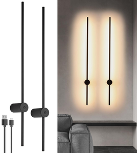 lot 186 image: 2PCS Modern LED Wall Sconces Battery Operated Lights Indoor with USB Charging Port