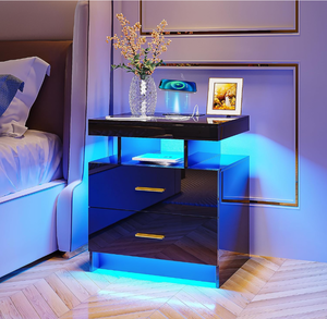 lot 475 image: HNEBC Auto LED Nightstand with Wireless Charging Station & USB Ports