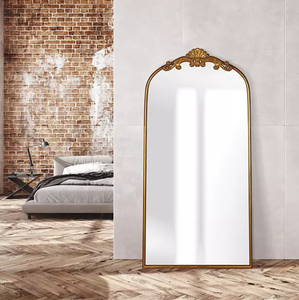 lot 10 image: Azalea Park Filigree Floor Mirror, Gold Metal Frame