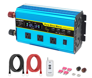 lot 91 image: LVYUAN 2000W Pure Sine Wave Power Inverter DC 12V to AC 110V Converter 3 Socket 4USB With Remote Control