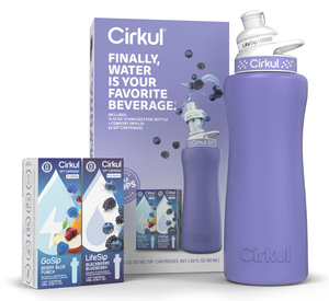lot 266 image: Cirkul 32oz Periwinkle Stainless Steel Starter Kit with Periwinkle Cirkul Lid 2.0 and 2 Flavor Cartridges