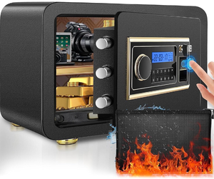 lot 367 image: 1.2 Cub Biometric Fireproof Home Safe Box, Quick-Access Security Safe Box with Fingerprint Lock & Digital Keypad