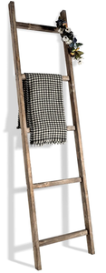 lot 377 image: FUIN Wood Blanket Ladder Living Room Decorative Wall Leaning