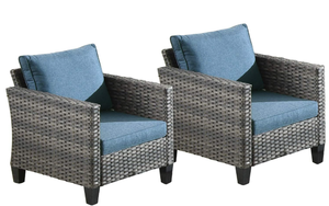 lot 589 image: 2PCS Ovios Outdoor Rattan Wicker Chairs with Comfortable Cushions