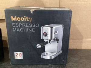 lot 273 image: Mecity 20 Bar Espresso Machine with Milk Frother, Brushed Stainless Steel Shell