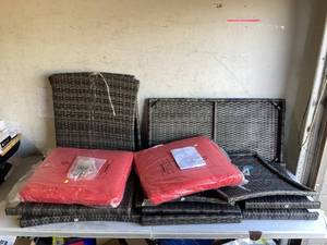 lot 559 image: FDW Patio Furniture Set 4 Pieces Outdoor Rattan Chair Wicker Sofa Garden MISSING COUCHGLASS