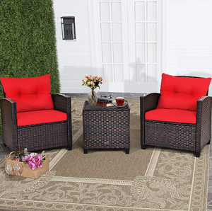 lot 37 image: Costway 3PCS Patio Rattan Furniture Set
