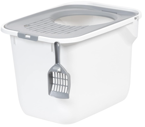 lot 166 image: IRIS USA Rectangular Top Entry Cat Litter Box with Scoop