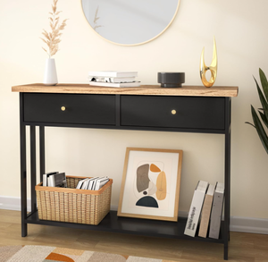 lot 291 image: FLYJOE Solid Wood Console Table Sofa Table 41.75(W) x11(D) x32(H), Black