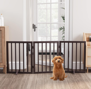 lot 295 image: Semiocthome Free Standing Pet Gates for Dog Indoor, 3-Panel