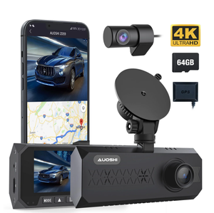 lot 554 image: AUOSHI 3 Channel Dual Dash Cam Front Rear 4K2.5K1080P 3.16