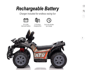 lot 561 image: Outfunny Kids ATV 4 Wheeler, 6V Ride-on Toy for Toddlers