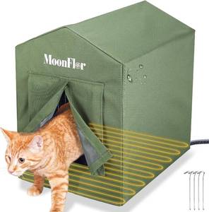 lot 241 image: Heated Cat House for Outdoor Cats in Winter, Moonflor Anti-Soaking Heated Cat Bed