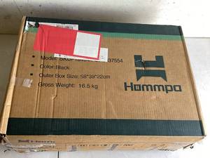 lot 281 image: HOMMPA Open Shelf LED Nightstand with Charging Station 2 Drawers Bedside Table Black Night Stand with Storage