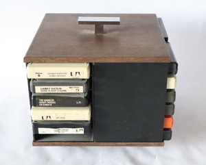 lot 129 image: Vintage MCM 8-Track Carousel Caddy Storage Case wContents...