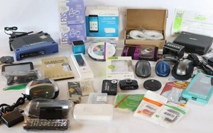 lot 139 image: Linksys Router, Samsung Tempered Glass Screen Protectors, MTV Box, Small Electronics, Computer Accessories Etc