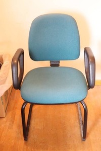 lot 145 image: Quality Office Desk Guest Side Arm Chair Aqua Blue Teal wTray Table...