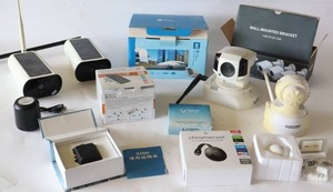 lot 215 image: ZyXEL Wireless N Pan Tilt Zoom IP Camera Night Vision, Wireless Solar IP WIFI Outdoor Security Camera Etc