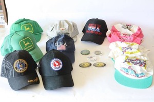 lot 235 image: Cap Collection and Pinbacks John Deere, Air Force, Circus Circus, Albany Pioneer Days Etc