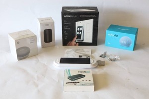 lot 254 image: WINK Relax, Echo Smart Speaker wClock, MusiBady M68 Blue Outdoor Wireless Bluetooth, Google HOME Mini Smart Speaker