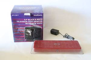 lot 262 image: Vintage StarKonic 5.5-Inch BLACK & WHITE TELEVISION VIDEO MONITOR WITH AMFM Radio BTV 5511, Sling Media Sling Box Pro