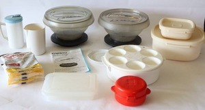 lot 301 image: Presto PowerPop Microwave Popcorn Multi-PopperNIB PowerCup Concentrators, MicroRave Mini Cake Maker...