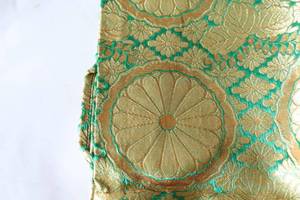 lot 39 image: Japanese Kimono Brilliant Silk Teal Turquoise Gold Patterned...