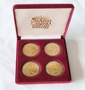 lot 28 image: Vintage GRAND CASINO Hinckley Minnesota Winds Gaming Token Limited Edition Gold COINS...