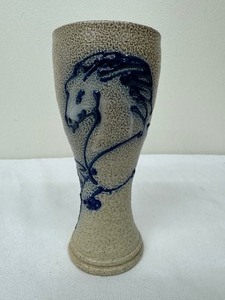 lot 63 image: Rock Hard Stoneware Art Vase Running Horse