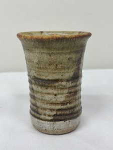 lot 70 image: Studio Pottery Pencil Pot Brown and Grey