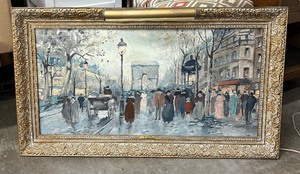 lot 42 image: Champs Elysees Original Painting by Antoine Blanchard
