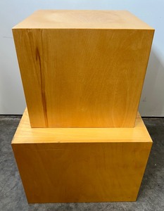 lot 52 image: A Pair of Wooden Display Cube Boxes