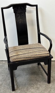 lot 45 image: Century Furniture Black Lacquered Asian Inspired Arm Chair