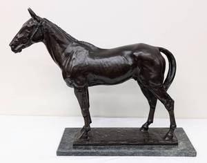 lot 17A image: After Fratin Black Stallion Horse Sculpture