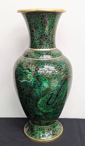 lot 143 image: Large Green Dragon Cloisonn Vase