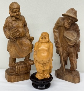 lot 159 image: Three Vintage Wood Carved Figures