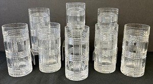 lot 20A image: Set of 8 Ralph Lauren Glen Plaid Crystal Glasses Tumblers