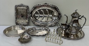 lot 205 image: An Awesome Collection of Vintage Silver Plated Serving Pieces