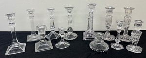 lot 206 image: A Wonderful Collection of Assorted Glass and Crystal Candlesticks