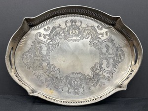 lot 217 image: Vintage Footed Silver Plated Tray with Handles