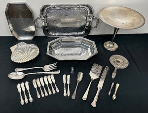 lot 192A image: A Lovely Collection of Vintage Silver Plate Serving Pieces