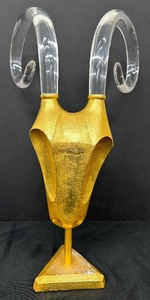lot 93A image: Ram Head Sculpture in Gold Leaf with Lucite Horns
