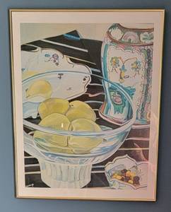 lot 41 image: Brilliant Fine Art Still Life Painting - Jacob Steinhardt - Spring Pears