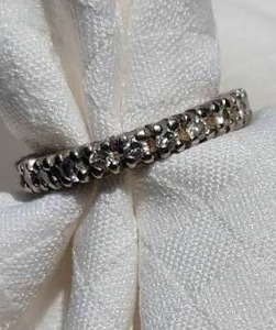 lot 2 image: White Gold Prong Set Diamond Eternity Ring  Size 8
